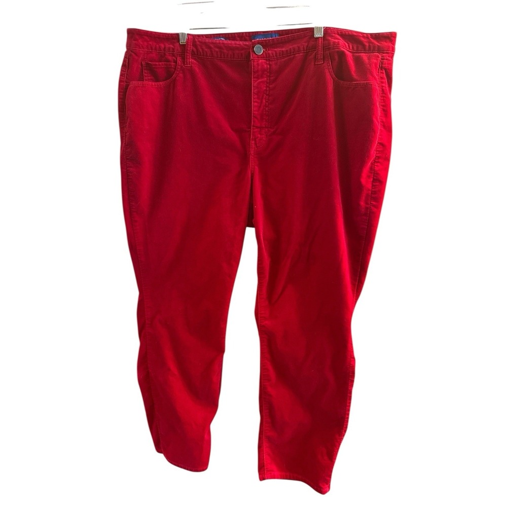 Talbots Christmas Red Velveteen High Rise Straight Pants Woman's Size 22 Petite